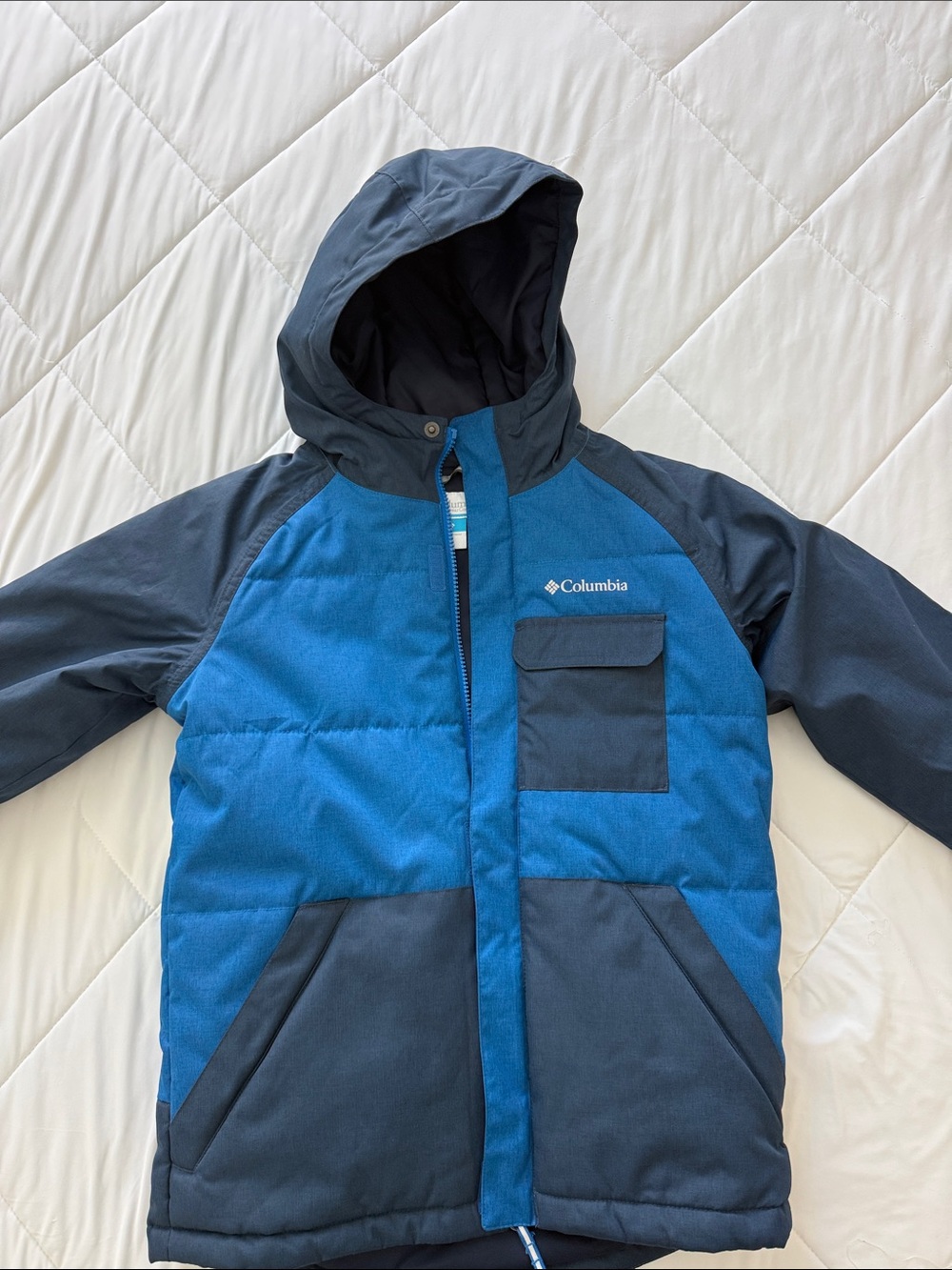 Columbia Kids Blue and Navy Hooded Puffer Jacket